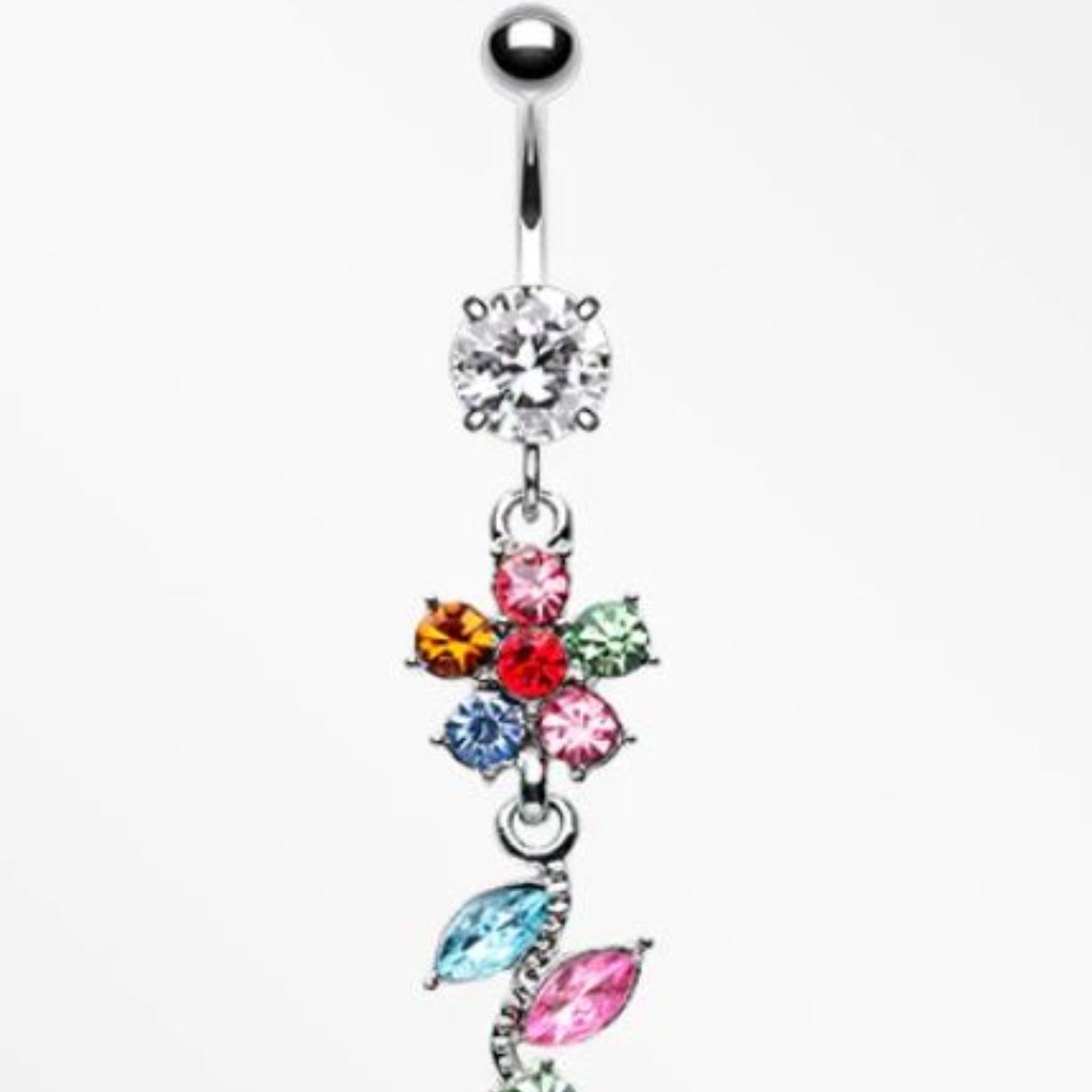 Viva Flower Sparkle Belly Button Ring